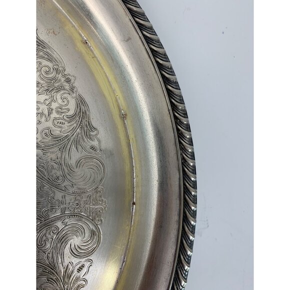 VTG 50s William Rogers 171 Silver Plate Etched Serving Tray 12.5" 8821 - Picture 8 of 9